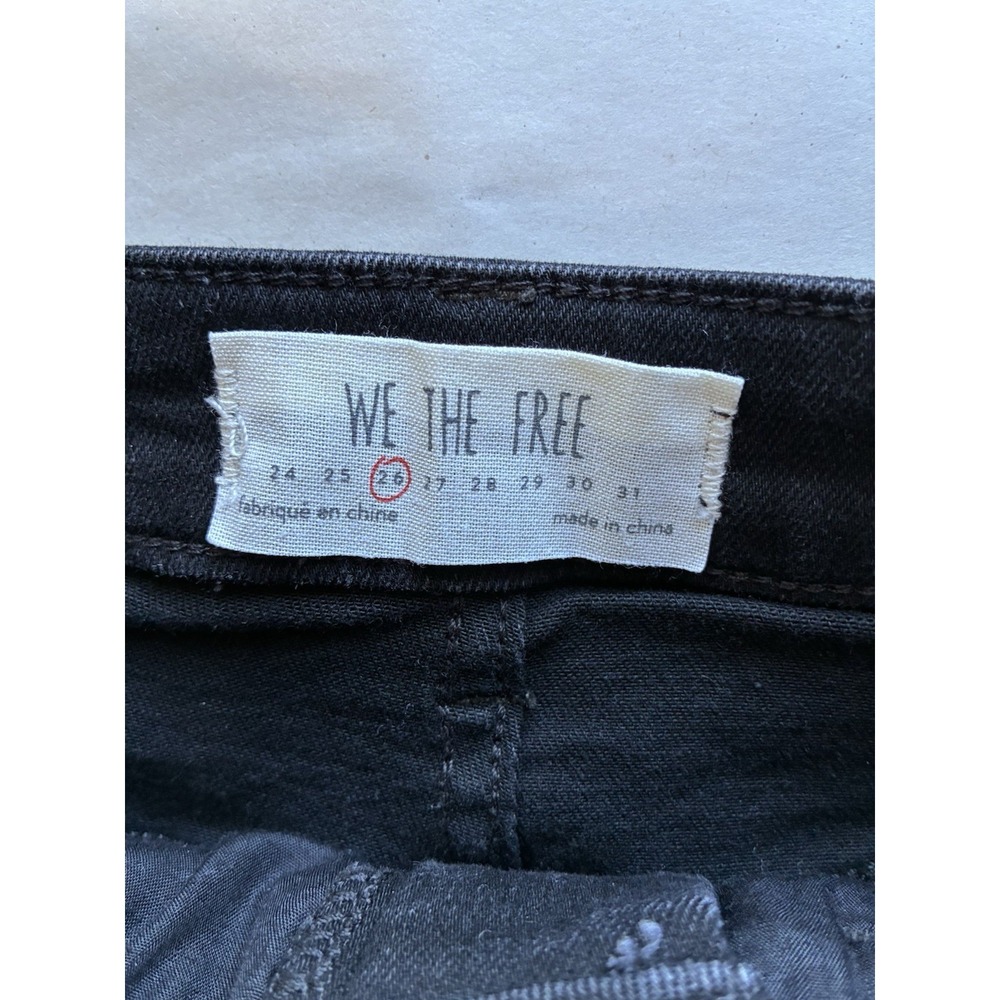 Free People We The Free Mid Rise Denim Shorts Sz 26 Black 2" Inseam Classic - Picture 3 of 8